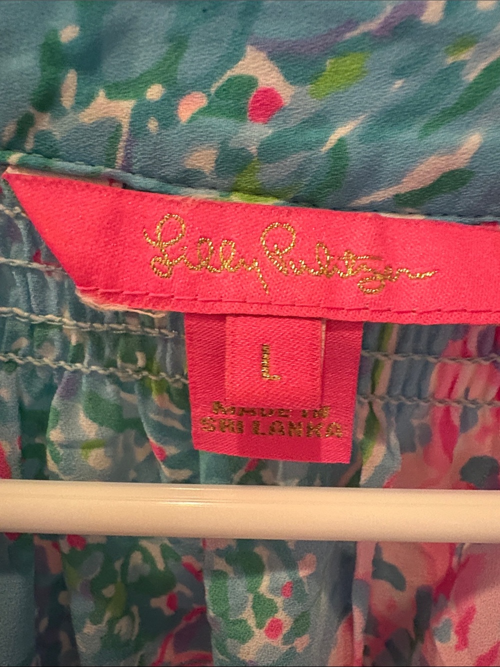 Lilly Pulitzer Turquoise Blue Pink Floral Peasant Blouse-large - Picture 2 of 5
